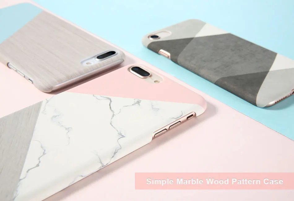 DOEES Hit Color Marble Hard PC Case For iPhone 5 5S SE 6 6S 7 8 Plus For iPhone X Case Wood Pattern Cover For iPhone 5 6 7 8 X (1)