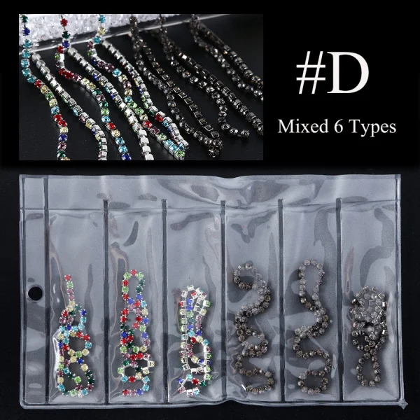 1pack Mixed Japanese Metal Chain Single Claw Nail Art Rhinetone DIY Charms Making Finding Jewelry Nail Decoration Manicure LE799 - Цвет: D