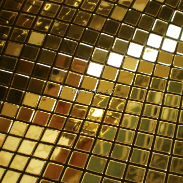 Metal Golden Mosaic Mirror Aluminum Plastic Plate Gold Foil Metal Golden Mosaic Mirror Aluminum Plastic Plate Gold Foil Tiles For Kitchen Backsplash Decoration