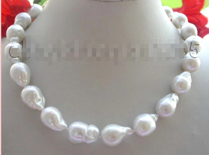 

shipping>>>>18" Genuine Natural 20mm White Reborn Keshi Pearl Necklace 14KGP!