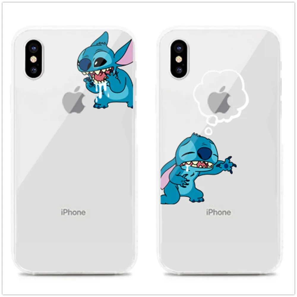 

Cute Cartoon Funny Stitch Air Anti-knock Soft TPU Case For iPhone Xs XR Xs Max Transparent Case For iPhone X 6 6s 7 8 Plus Case