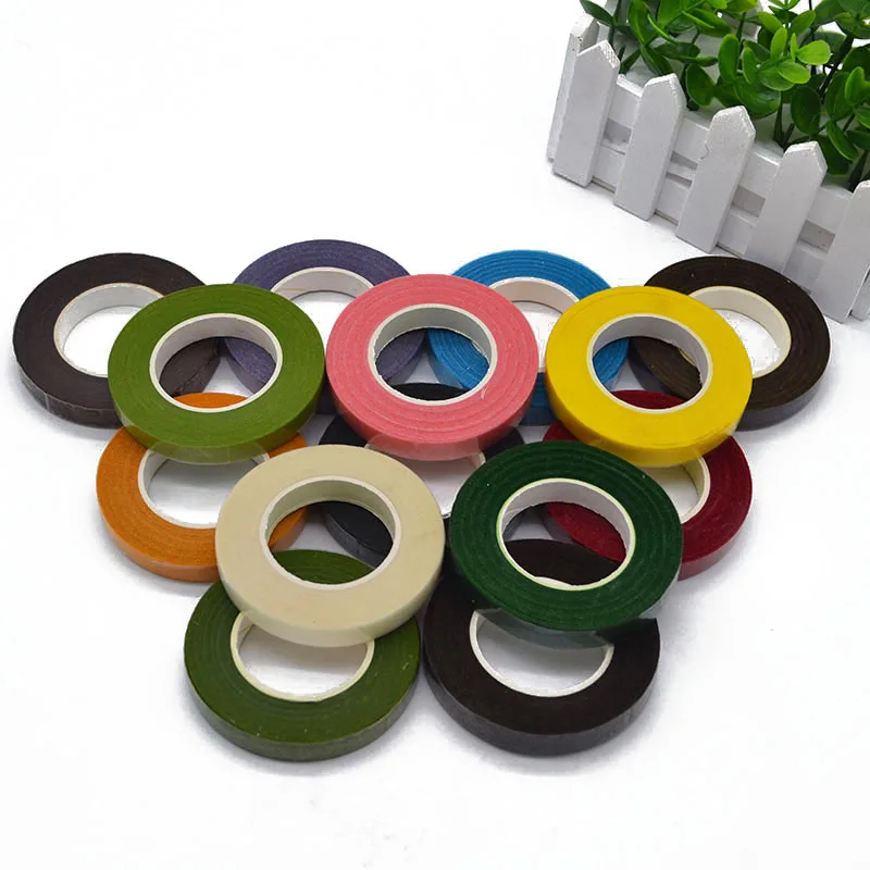 

1 Roll Multicolor 30 Yards 12mm Sticky Paper Tape Floral Craft Roll Dark Green Artificial Flower Bouquet Stem Wrap Adhesive Tape