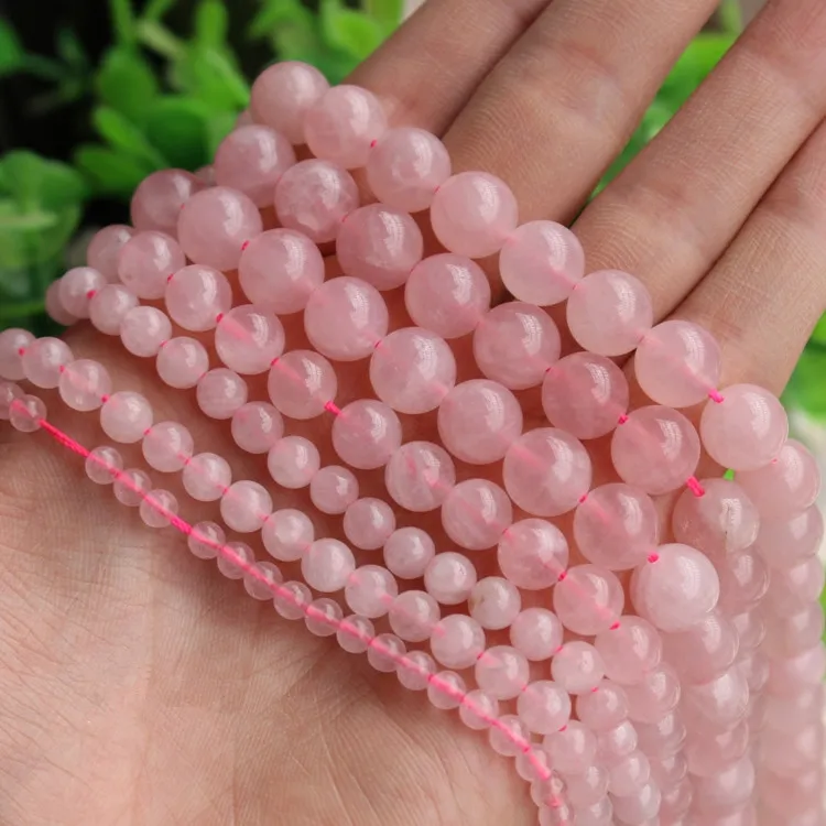 

Wholesale Rose Natural Crystal Quartz Rose Round Stone Beads To Make DIY Bracelet Jewelry Necklace 4/6/8/10/12mm