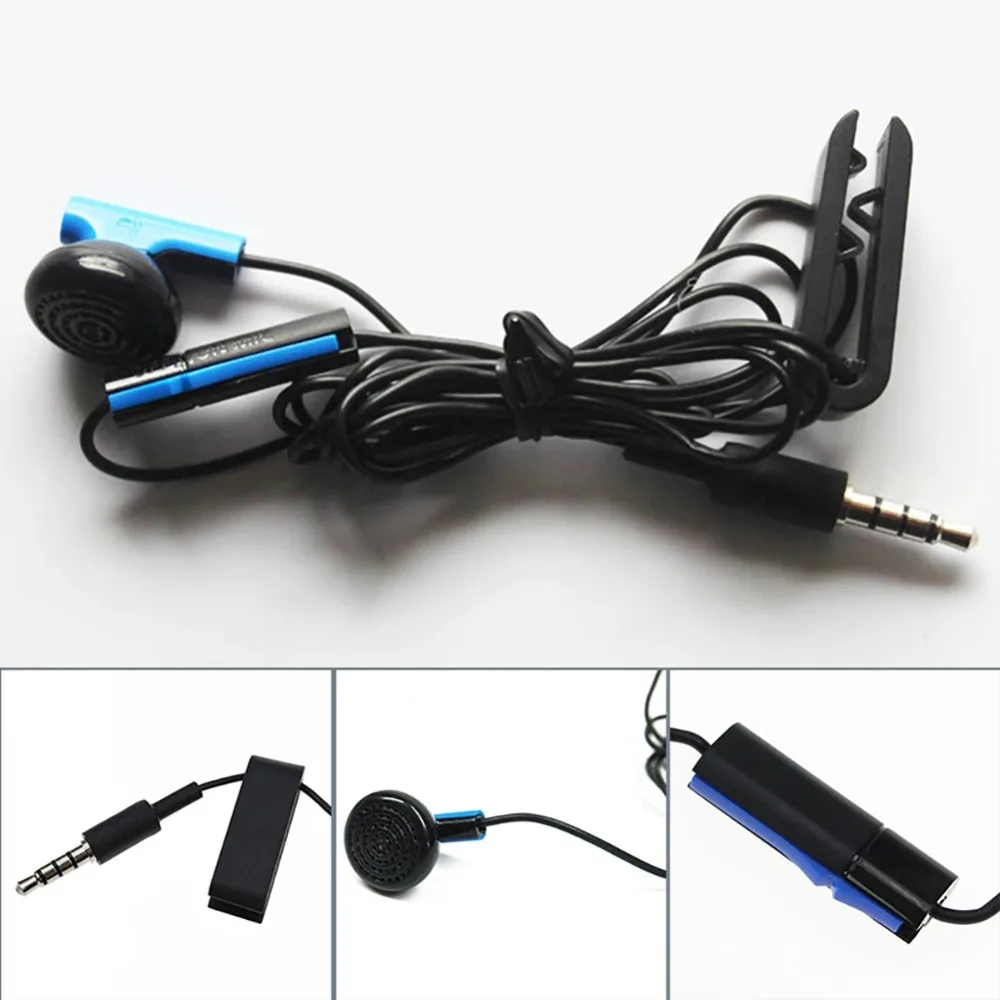 

New Black Headset Earbud For Sony Playstation 4 PS4 with Microphone with Earpiece Clip With clip for convenient fixing