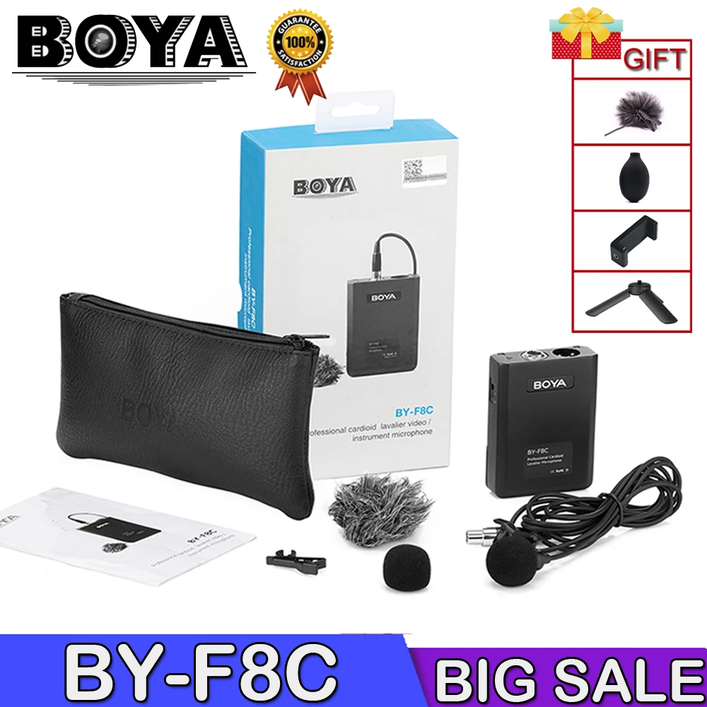 

BOYA BY-F8C Professional XLR Cardioid Lavalier Microphone for DSLR Camera Sony Panasonic Camcorder Vocal & Acoustic Guitar Video