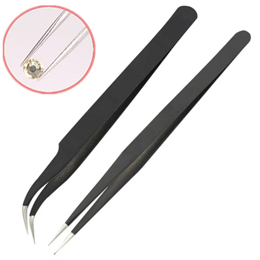 

2pcs Black Acrylic Gel Nail Art care Rhinestones Paillette Nipper clipper Picking Tool for nail art canni make up cosmetic tool