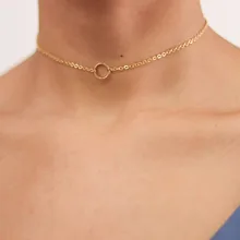 Новые простые женские круглые ожерелья серебряного/золотого цвета, ювелирные изделия на цепочке для женщин, ювелирные изделия, подарок#250977