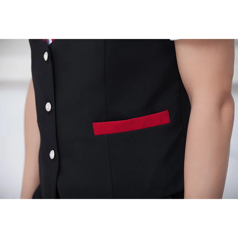 Waiter Work Uniform Supermarket KTV Vest Shirt Short Sleeve Hotel Waiter Work Uniform Slim Fit Fashion Hot Pot Restaurant Workwear