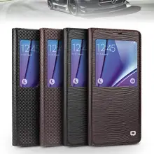 QIALINO дизайнер Smart View Флип Чехол для телефона для samsung GALAXY Note 5 пояса из натуральной кожи окна Крышка без сна проснуться функция