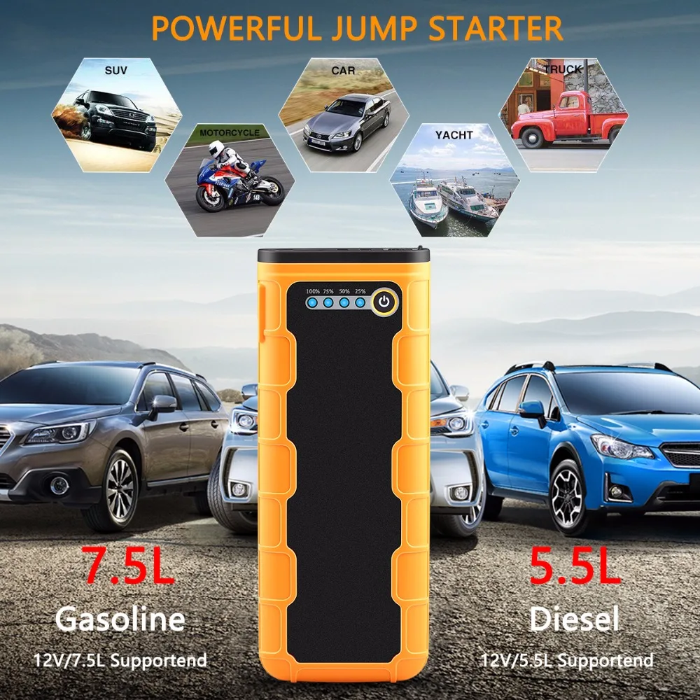 

20800mAh 1000A Car Jump Starter 12V Portable Auto External Battery Multi-function Vehicle Emergency Battery Booster Power Bank