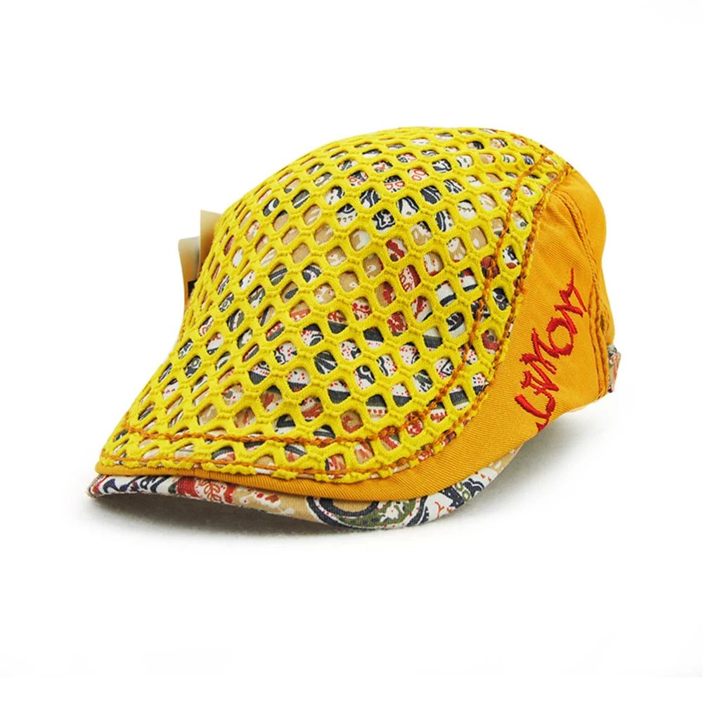 TOHUIYAN, женская кепка с цветочным принтом, Модный хлопковый берет, шапка с козырьком утконоса, шапка художника, остроконечная Кепка, Boina Gorras Planas для девочек - Цвет: yellow