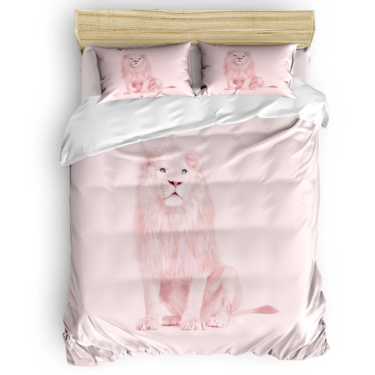 

Pink Lion Duvet Cover Set Animals Design Collection of 3/4pcs Bedding Set Bed Sheet Pillowcases Cover Set