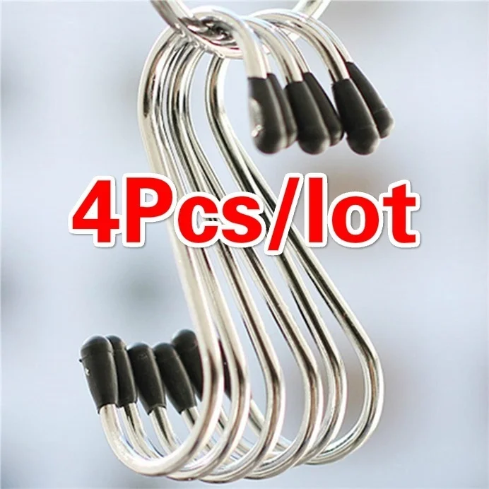 

4pcs/lot S Shaped Hooks Stainless Steel Hanger Clasp Rack for Clothes Pot Pan Kitchen Hooks Clasp Holder