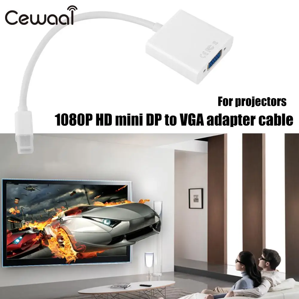 

Mini DP To VGA Adapter Display Mini DisplayPort Compact Mini DP To VGA Converter Cable HD 1080P Computer HDTV Adaptor Black