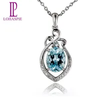 Lohaspie драгоценный камень, драгоценный камень, 18K 750, белое золото, натуральная 1.6ct подвеска(кулон) цвета морской волны, ювелирные украшения для мартовского подарка на день рождения