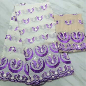 

African lace fabric 2018 high quality lace fabric purple swiss voile lace in switzerland nigerian lace fabrics 5+2yards/lot P-96