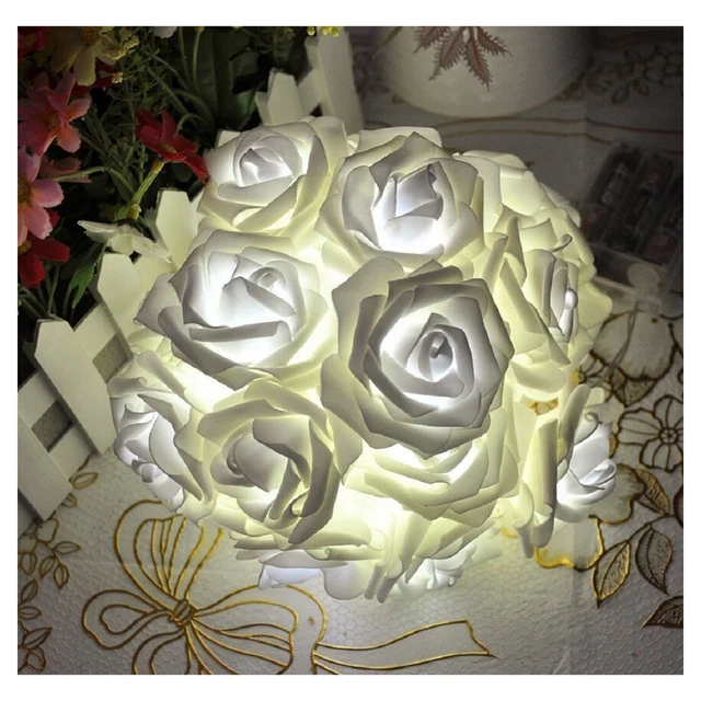 2m 20 Led White Rose Flowers String Lights Clear Cable Bedroom 2m 20 Led White Rose Flowers String Lights Clear Cable Bedroom Decora Wedding