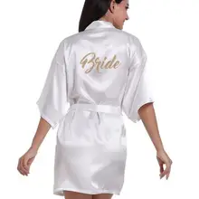 RB91 Модный Шелковый халат для матери с золотыми буквами, сексуальный женский короткий атласный свадебное кимоно, одежда для сна