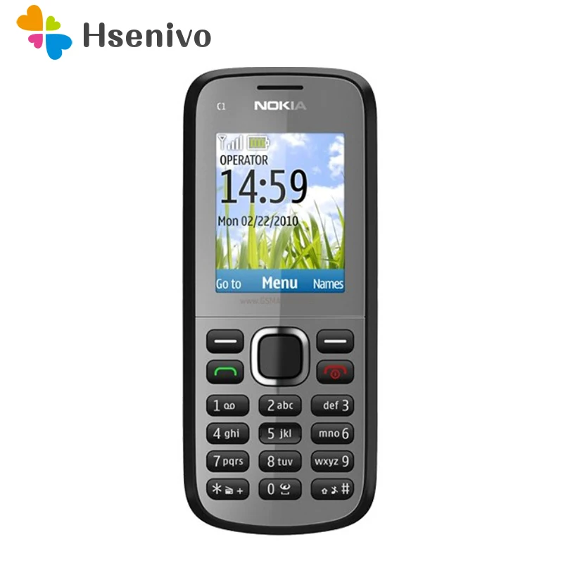 C1-02 Nokia Оригинальные разблокированные C1-02 с одной sim-картой мобильные телефоны GSM Бар Мобильные телефоны один год гарантии отремонтированный