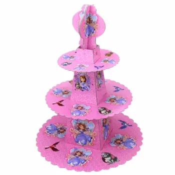 

1pc girl's cartoon Sophia the first princess Sofia birthday baby shower party cardboard cupcake stand hold 24 cupcakes