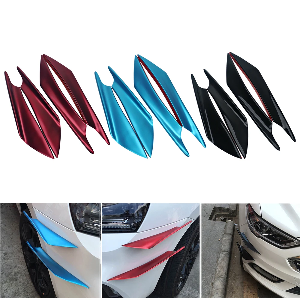 

4pcs Car Rear Front Bumper Lip Splitter Fin Spoiler Air Knife Auto Trim Decal Chin Canards Sticker Tuning Universal