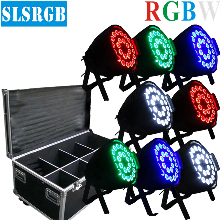 

8pcs/lot&flight case Aluminum case dmx512 led light par rgbw LED market dj light 24x12w par light rgbw 4in1 par for dj table pub