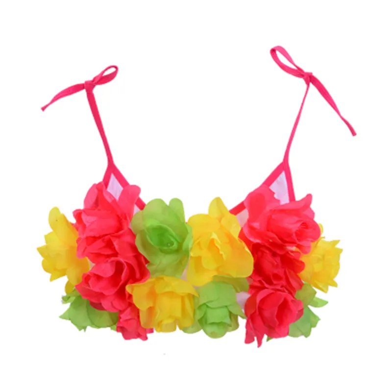 Hawaiian Hula Flower Bra Tropical Summer Beach Luau Party Costume Accessories