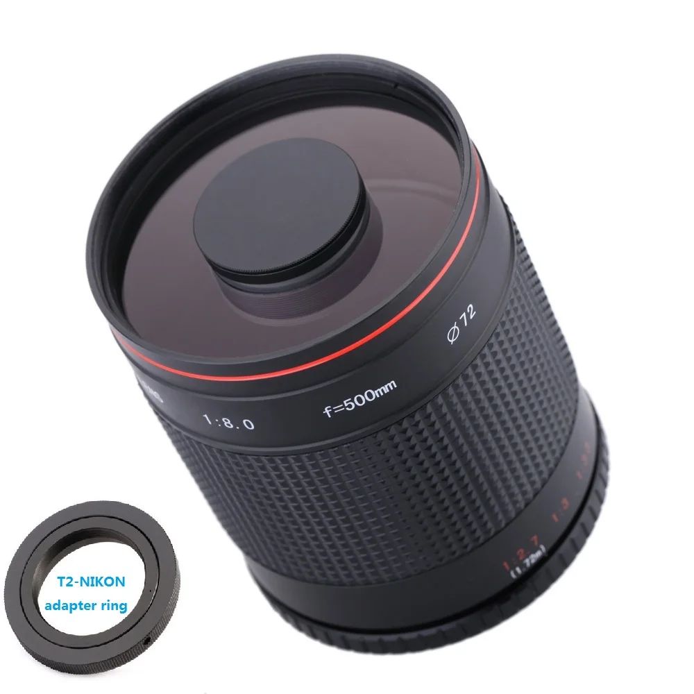 500mm F8.0 Telephoto Mirror Lens with T2 AI Adapter Ring for Nikon