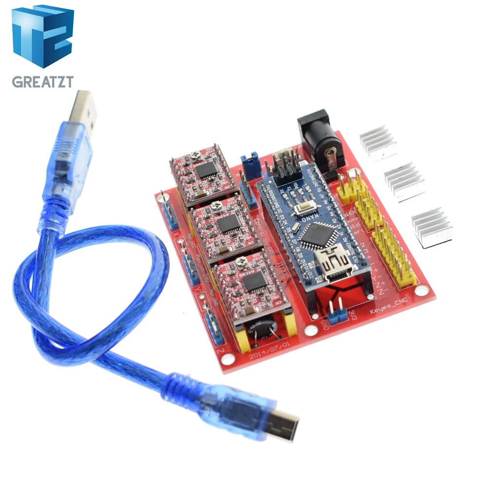 Greatzt 3DV4 щитка CNC V4 + Nano 3 0 шт. A4988 Reprap Шаговые драйверы Набор для Arduino|Интегральные