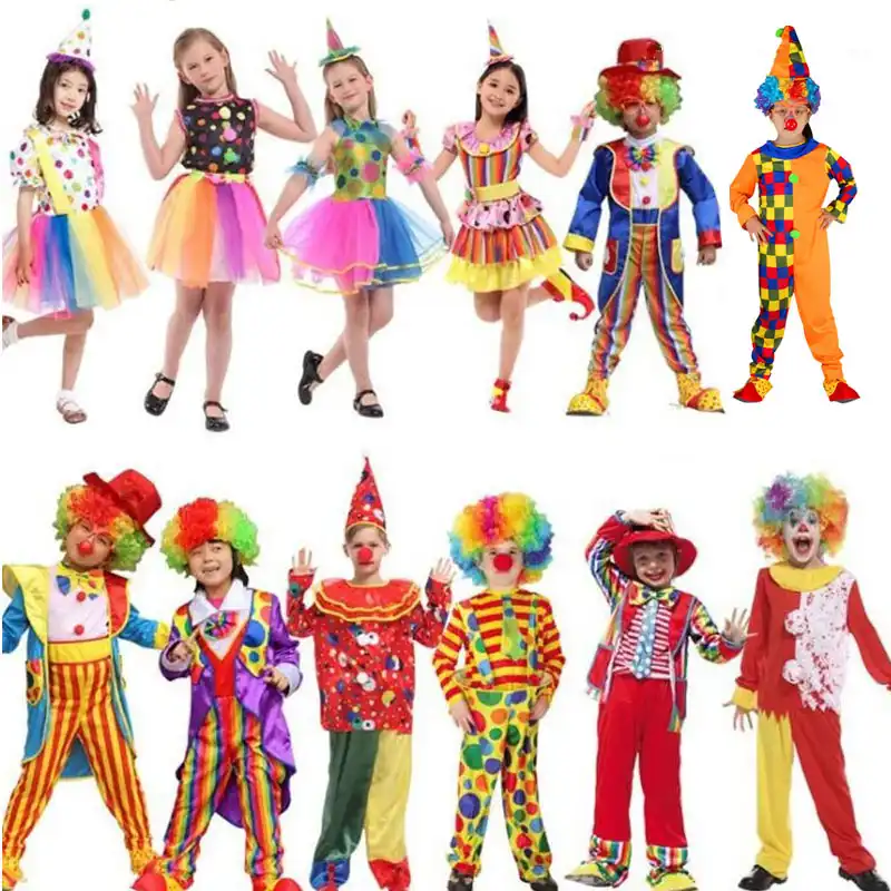 Holiday Funny Clown Costume Children Boy Girl Joker Costume Cospaly