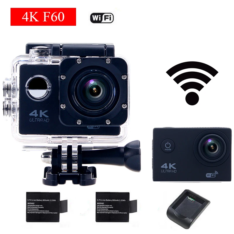 gopro hero 4 style F60 Action Camera Wifi 4K Go Waterproof Pro 2.0 LTPS LED Mini Cam Recorder Marine Helmet Diving Sport Camera