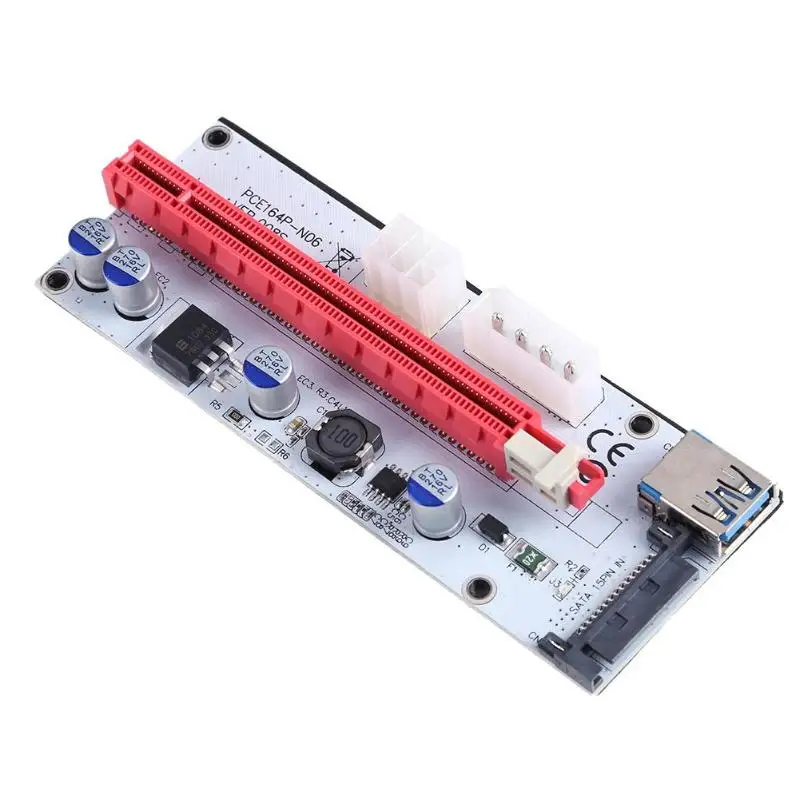 Riser PCI-E PCIe Extender PCI E Express Riser Card 1x to 16x Sata to 6pin 4pin Molex Riser Card for BTC