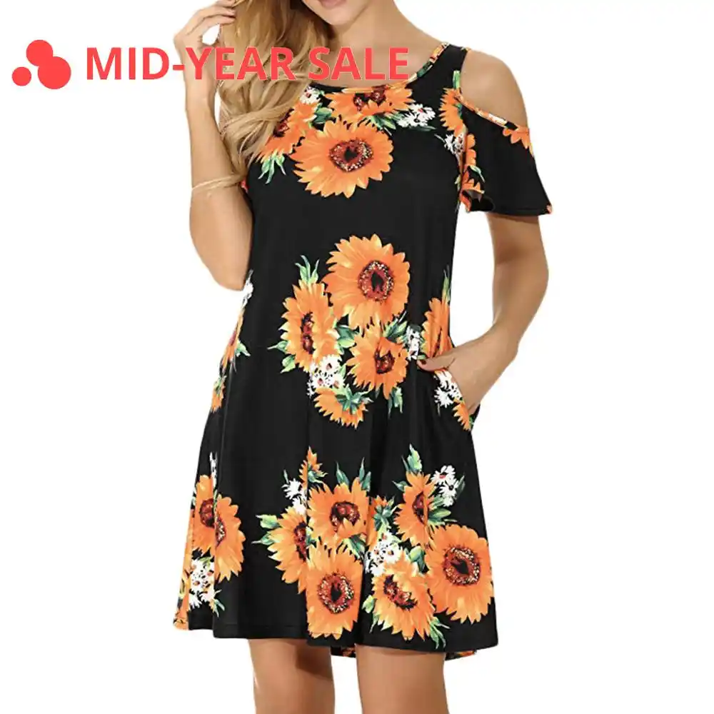 sunflower cold shoulder dress