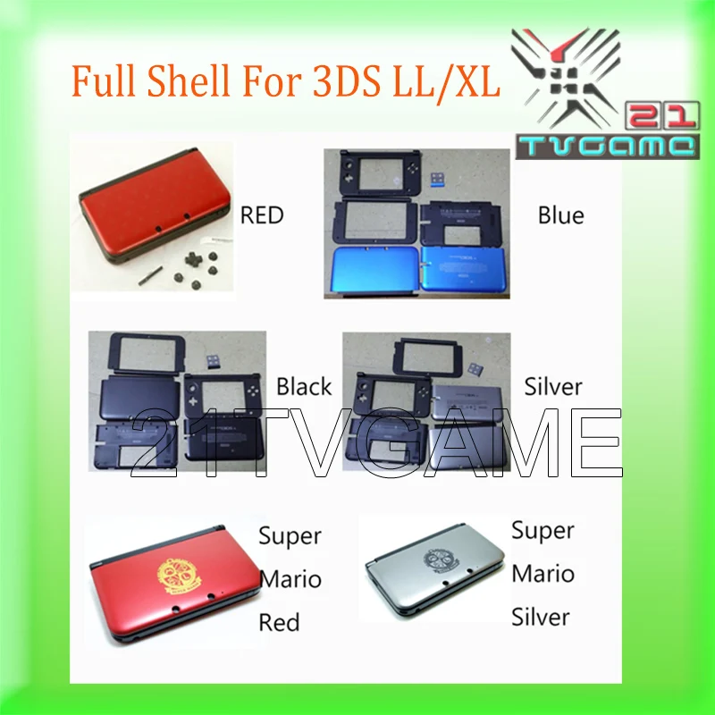 

Replacement Full Shell Set For Nintendo 3DS XL Housing/Case For 3DS LL Color Black,Silver,Blue,Red,Mar-io Red,Mar-io Silver