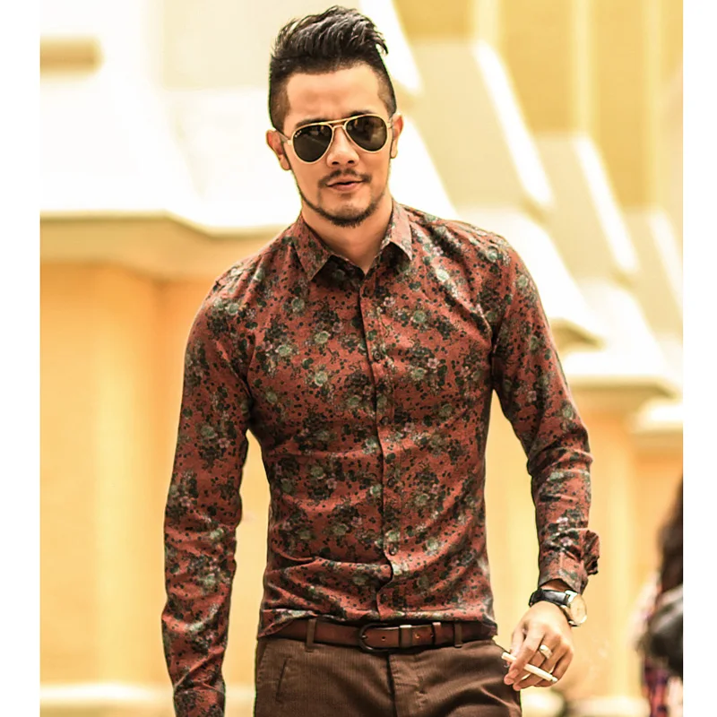 Men shirt Floral printing long sleeve shirts men clothes flowers printed shirts vintage Linen Casual Men Shirt new Spring S2004 Men shirt Floral printing long sleeve shirts men clothes flowers printed shirts vintage Linen Casual Men Shirt new Spring S2004