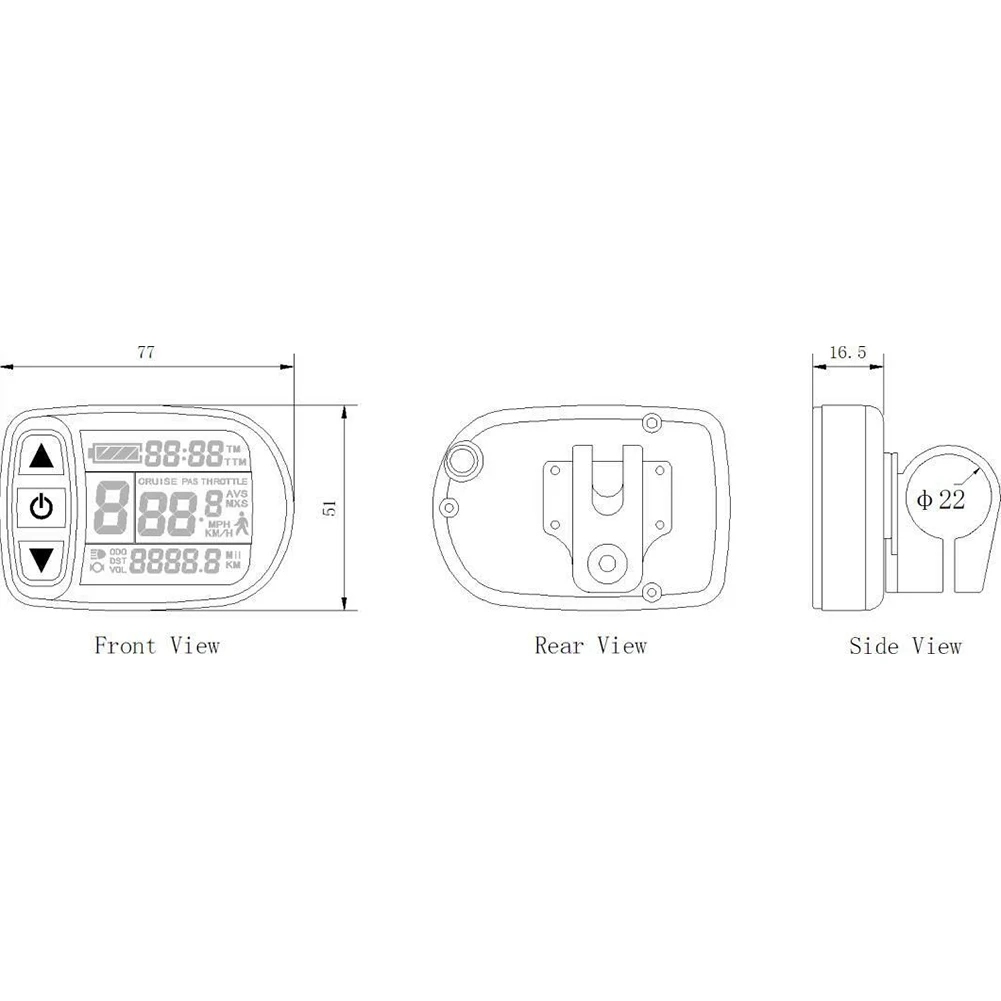 Sale Adjustable Black Replacement Battery Level Electric Bicycle Small Control Panel Accessories LCD Meter Press Button For KT 5 3