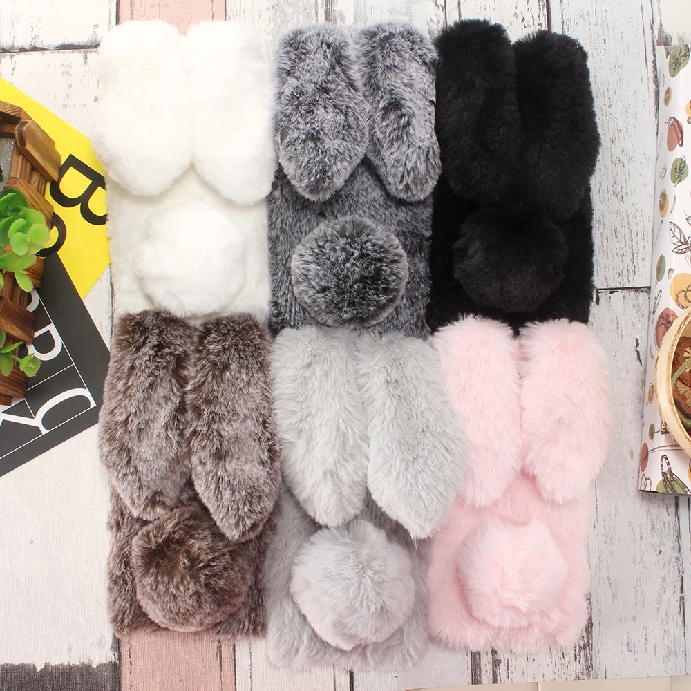 

Rabbit Fur Cases For LG G2 G3 G4 G5 G6 V10 V20 v30 V40 X Power 2 3 V30 Plus k40 k50 v50 Thinq g8 g8s Buny Doll Warm Housings