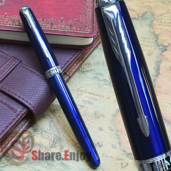 

JINHAO 601 DEEP BLUE AND SILVER ROLLER BALL PEN MESH ARROW CLIP