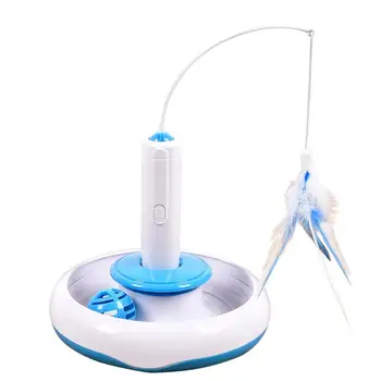 

New Electric Pet Toy 360 degree Rotating Feather Interactive Play Activity Pet Cat Toys Kettle Spring Mice Crazy Amusement Disk