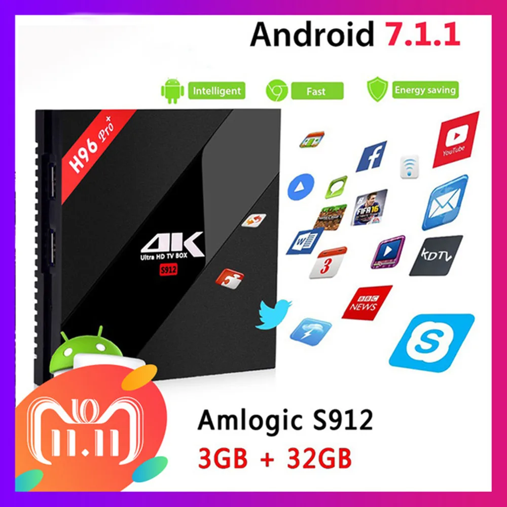 

H96 Pro+ 3G 32G 2.4G 5GHz Wifi 4K box Amlogic S912 Top set box Smart tv box android 7.1 Android tv box H96 plus Vs X96