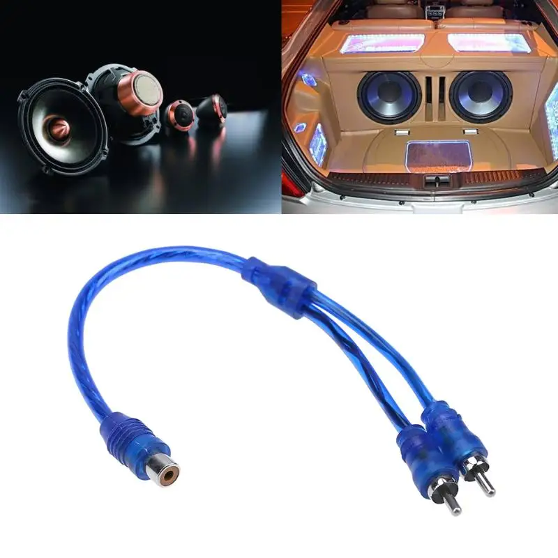 

1pc 30cm 2 RCA Male to 1 RCA Female Copper Aluminum Cable for Car Audio Plated Coaxial Aux Cable For Laptop TV DVD Amplifier