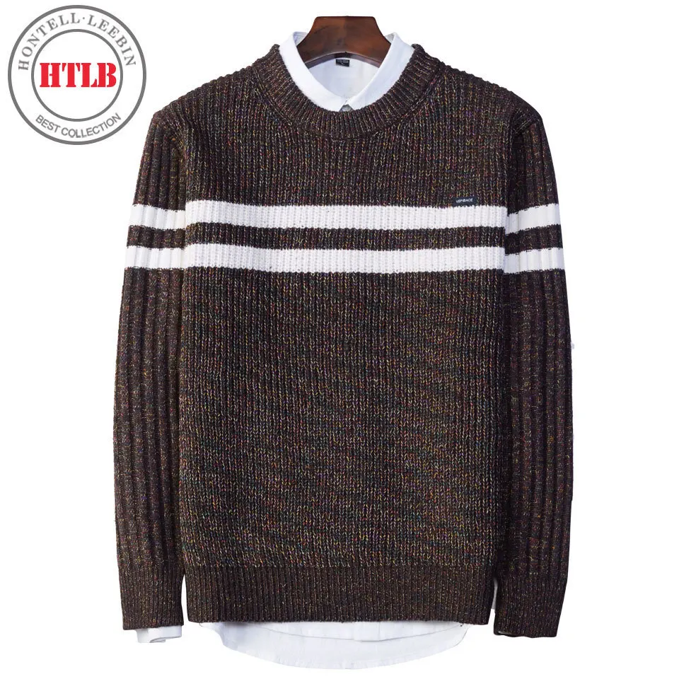 

HTLB 2017 New Thick Warm Fashion Casual Sweater Men O-neck Acrylic Thermal England Style Knitwear Pullovers Sweater Coat Male