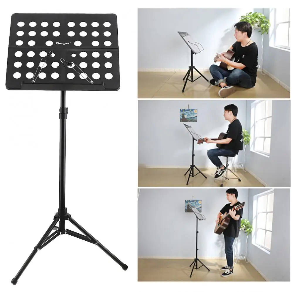 Flanger Folding Lightweight Music Stand Sheet Aluminum Alloy Tripod Stand Holder Height Adjustable with Carrying Cotton Bag