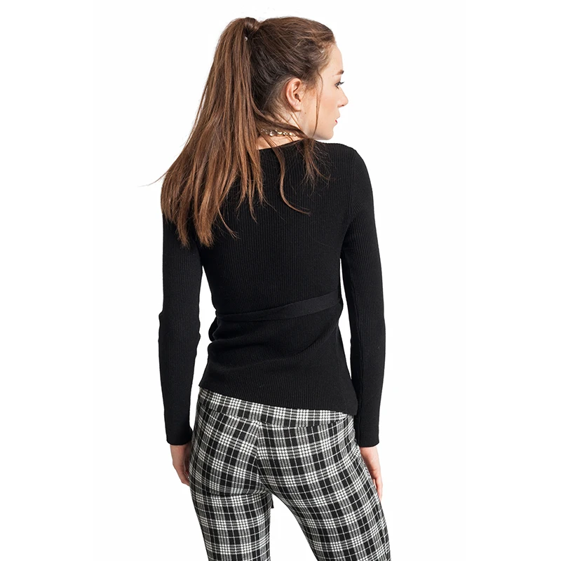 GLO-STORY 2017 Autumn & Winter Knitting Sweater Cardigan Long Sleeves Solid Color V Neck Fashion Sweaters Female  4965