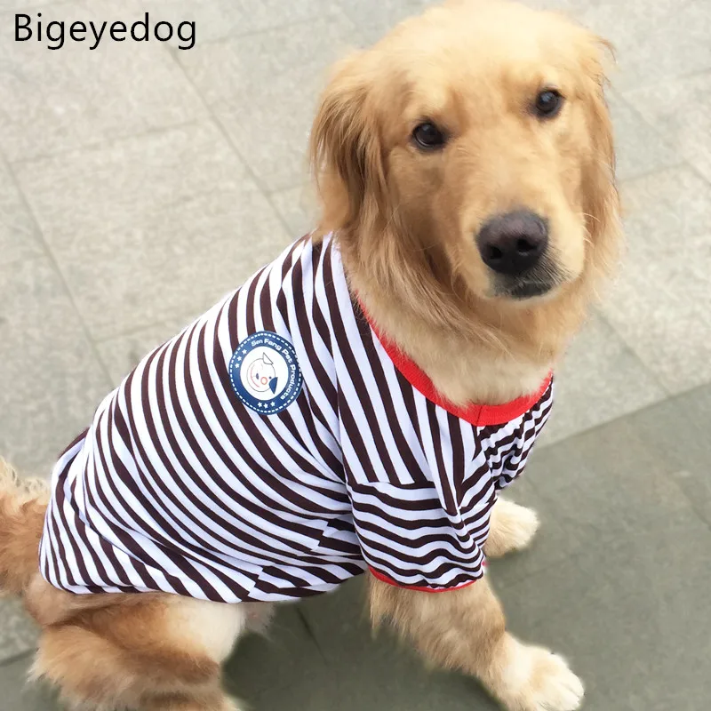 

Bigeyedog Big Dog Vest Striped Shirt Summer Dog Clothes Pug French Bulldog Samoyed Golden Retriever Big Pet Clothing Costume