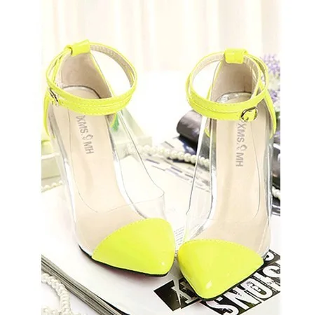 neon pointy heels