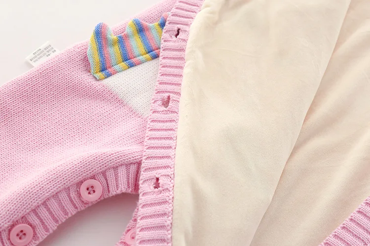  christmas official store Spring winter jumpsuit unicorn baby costume thicken knitted baby rompers n