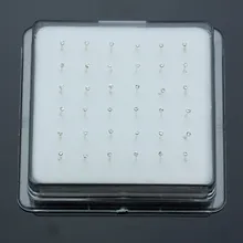 36 шт./компл. 925 пробы серебро 1 мм Крошечный Нос шпильки Белый Хрустальный пирсинг ювелирные изделия для пирсинга с одним предметом; распределения