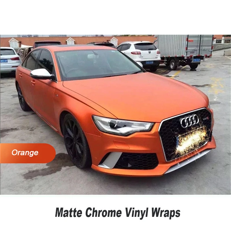 High Stretchability Chrome Vinyl Wraps Orange Vinyl Car Wrap Sticker 5ft X 65ft Roll Quality Assurance