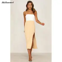 Облегающая Юбка с боковыми разрезами для девочек, женская юбка, новая модная облегающая юбка с высоким разрезом, обтягивающая юбка для женщин, белые вечерние Юбки-миди для клуба